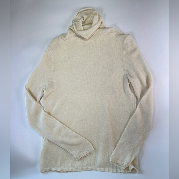 Banana Republic turtleneck lightweight alpaca blend minimalist sweater L cream - Picture 2 of 13